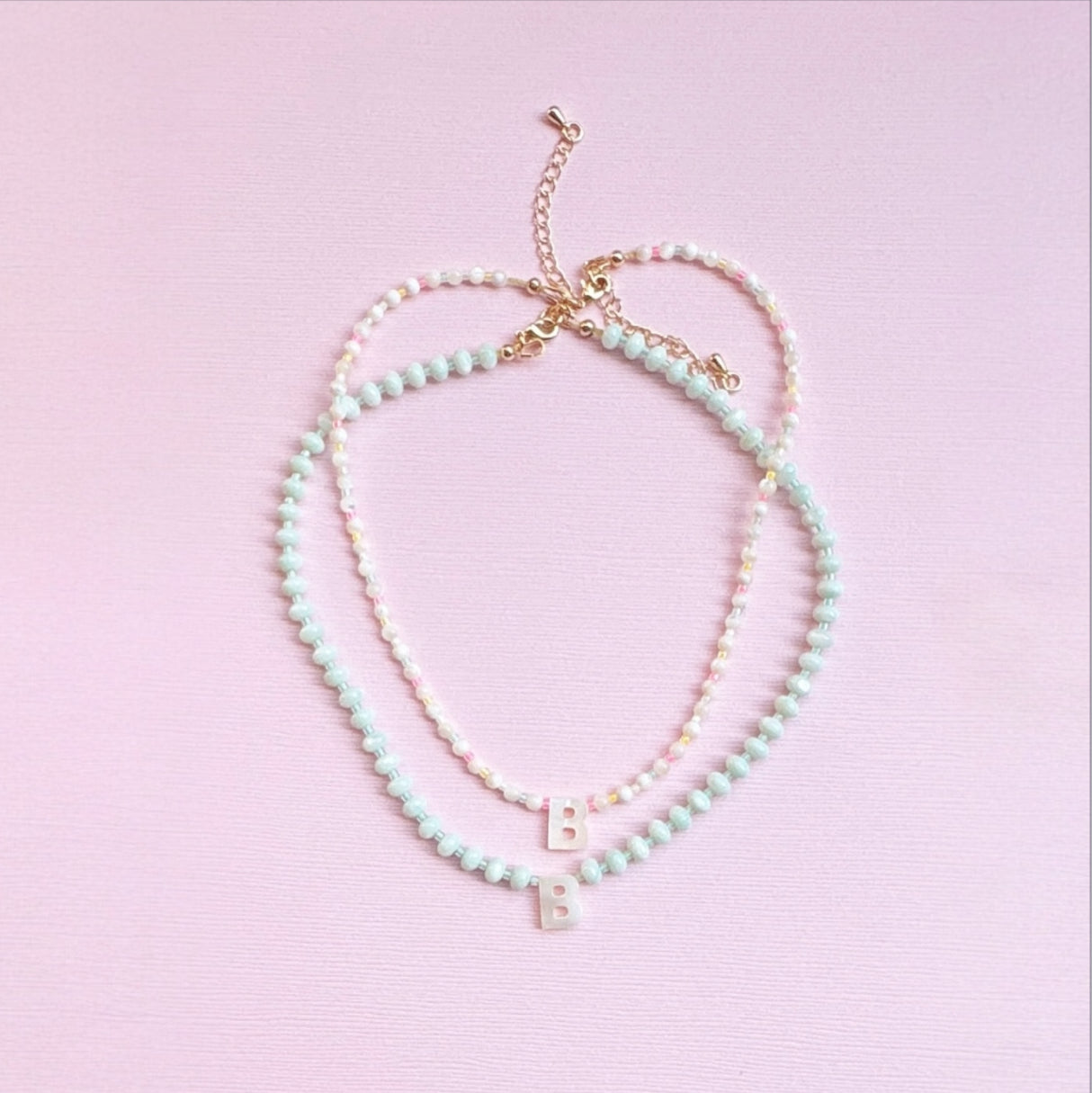 Mini Multi-Colored Pearl Initial Necklace