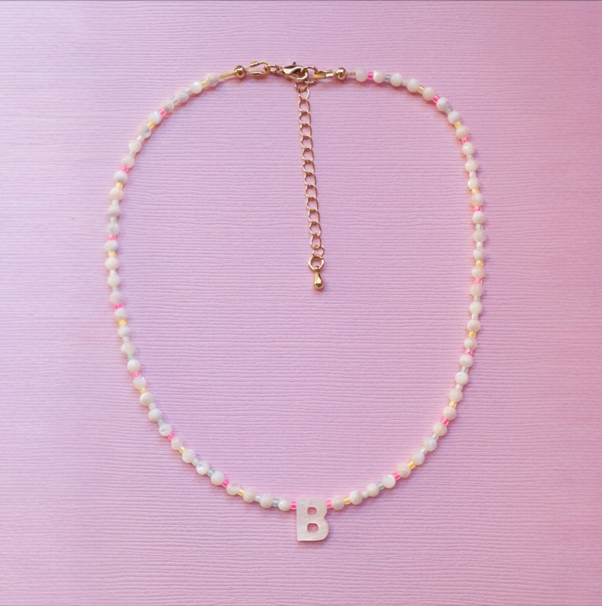Mini Multi-Colored Pearl Initial Necklace