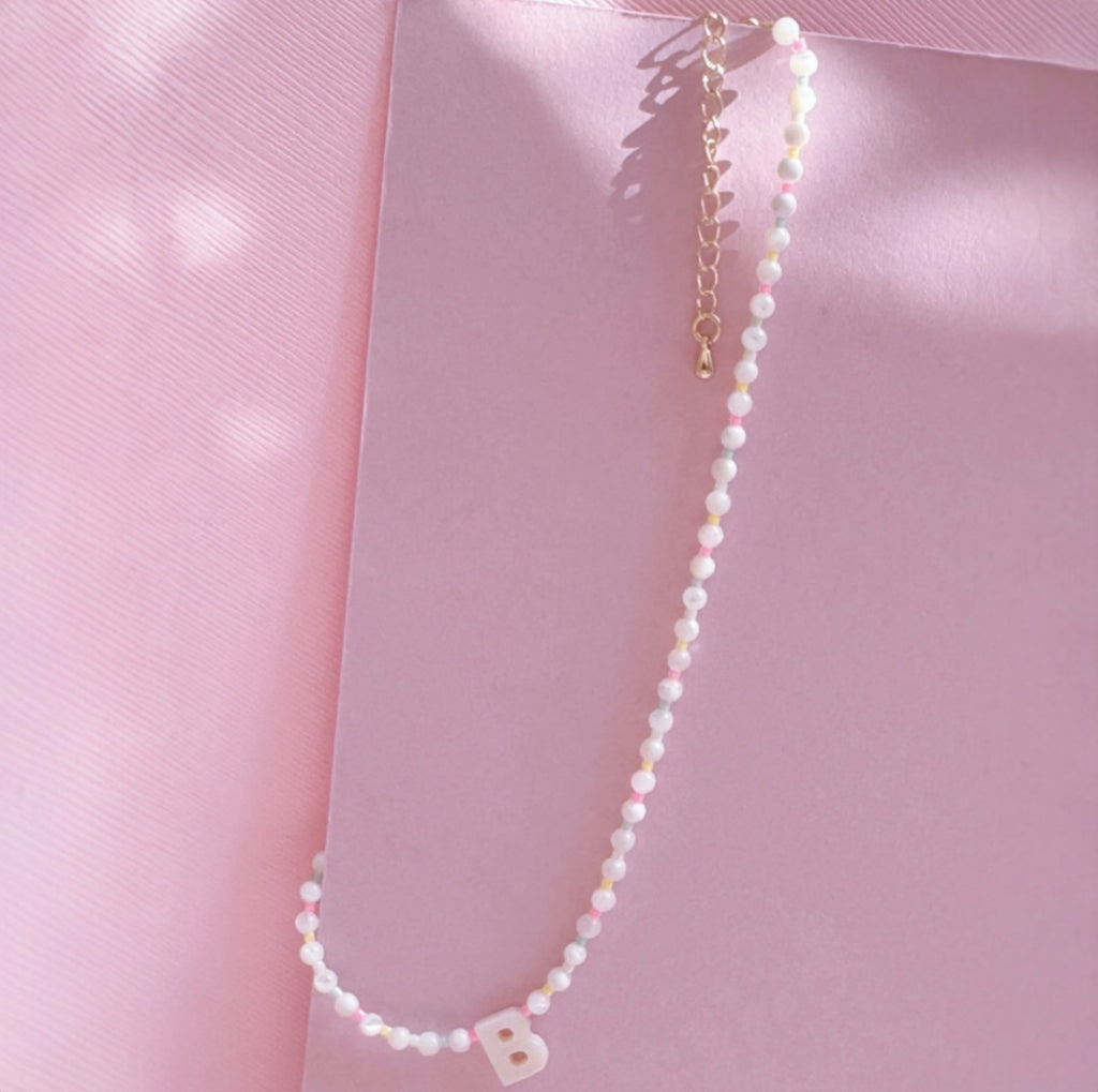 Mini Multi-Colored Pearl Initial Necklace