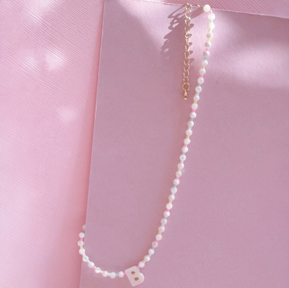 Mini Multi-Colored Pearl Initial Necklace