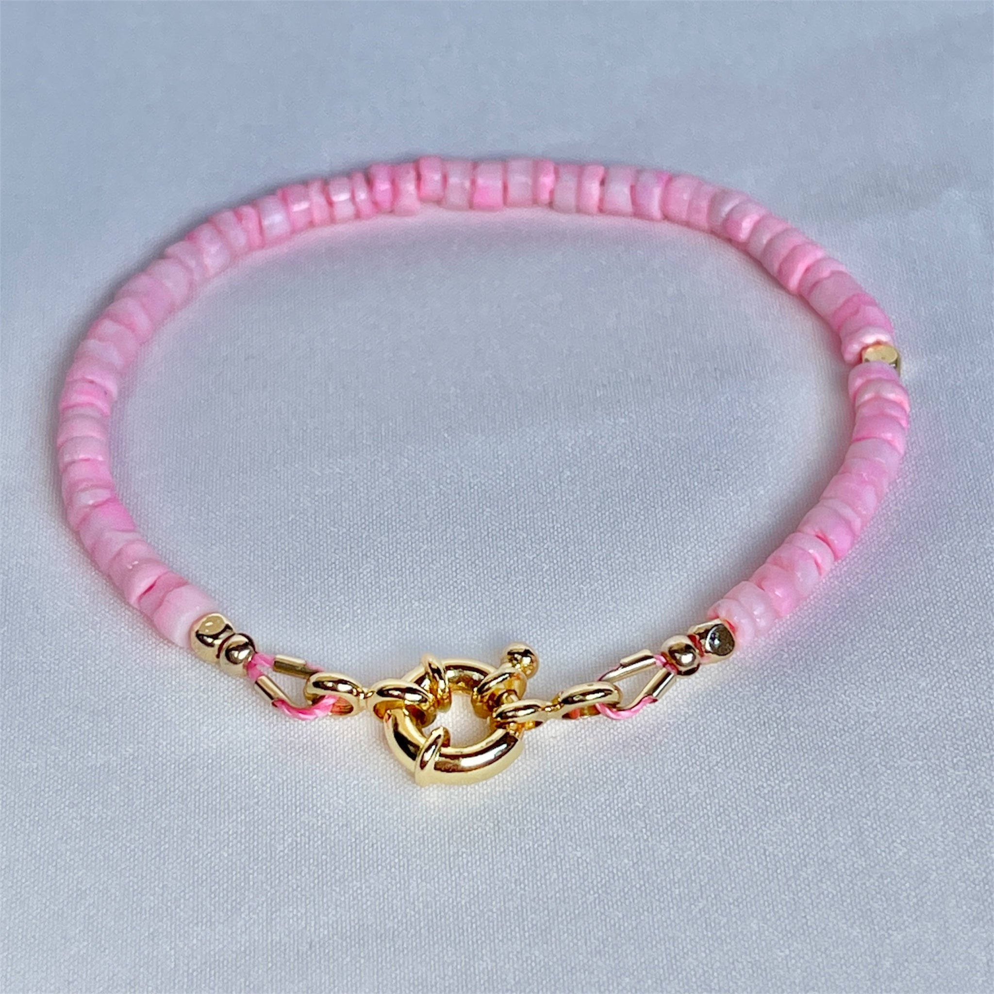 Tulip Pink Shell Bead Bracelet