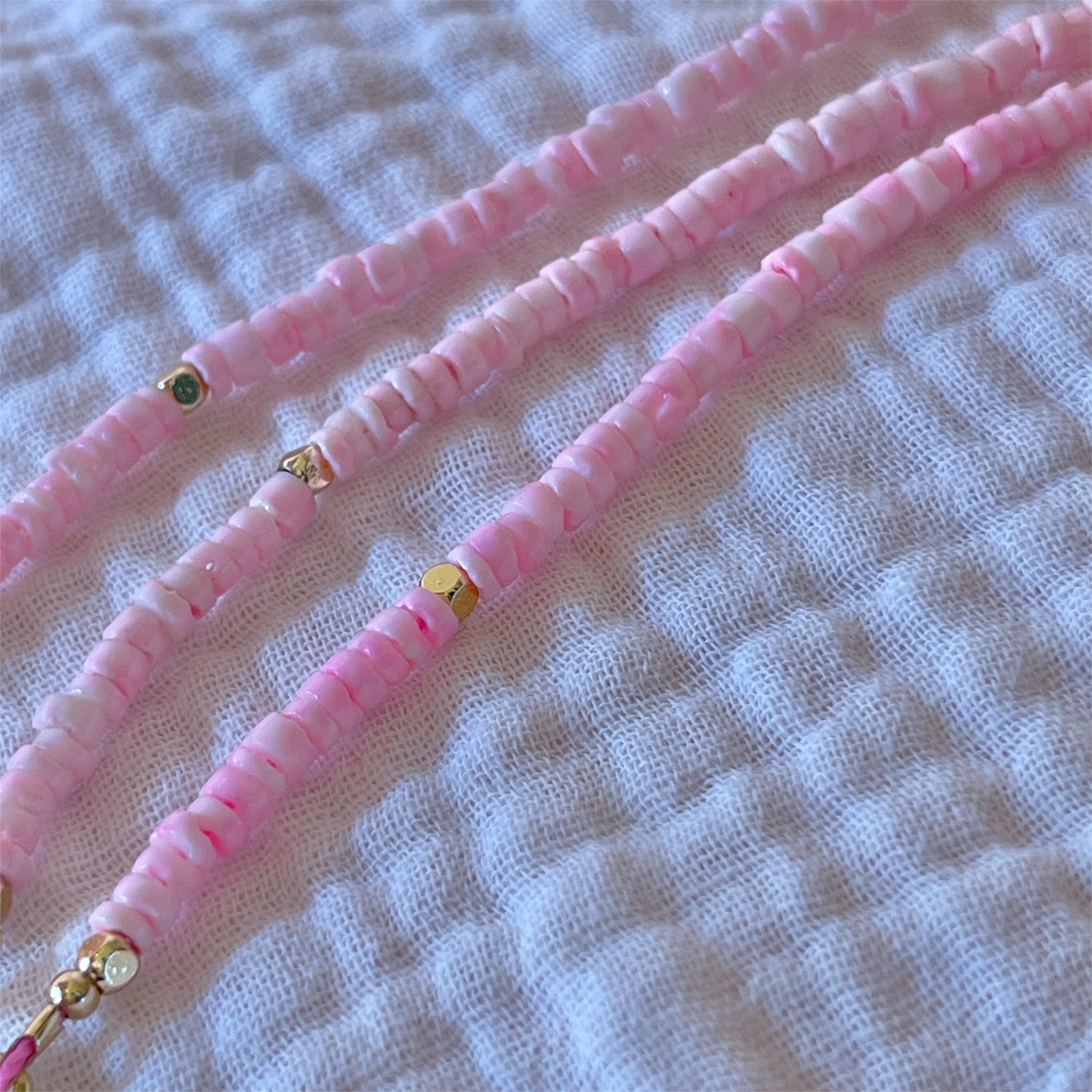 Tulip Pink Shell Bead Bracelet