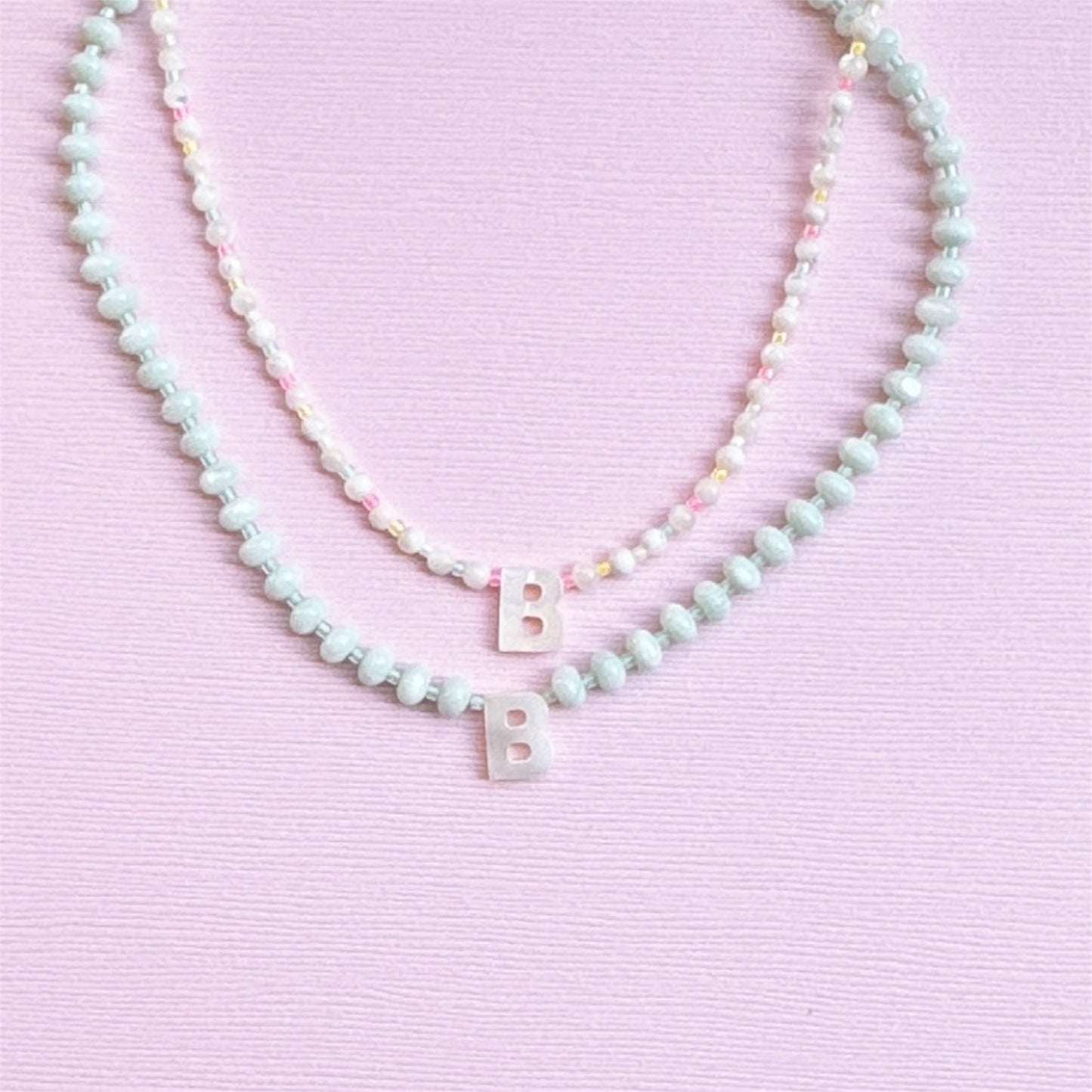 Mini Multi-Colored Pearl Initial Necklace