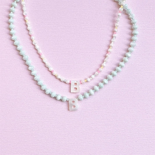 Mini Multi-Colored Pearl Initial Necklace