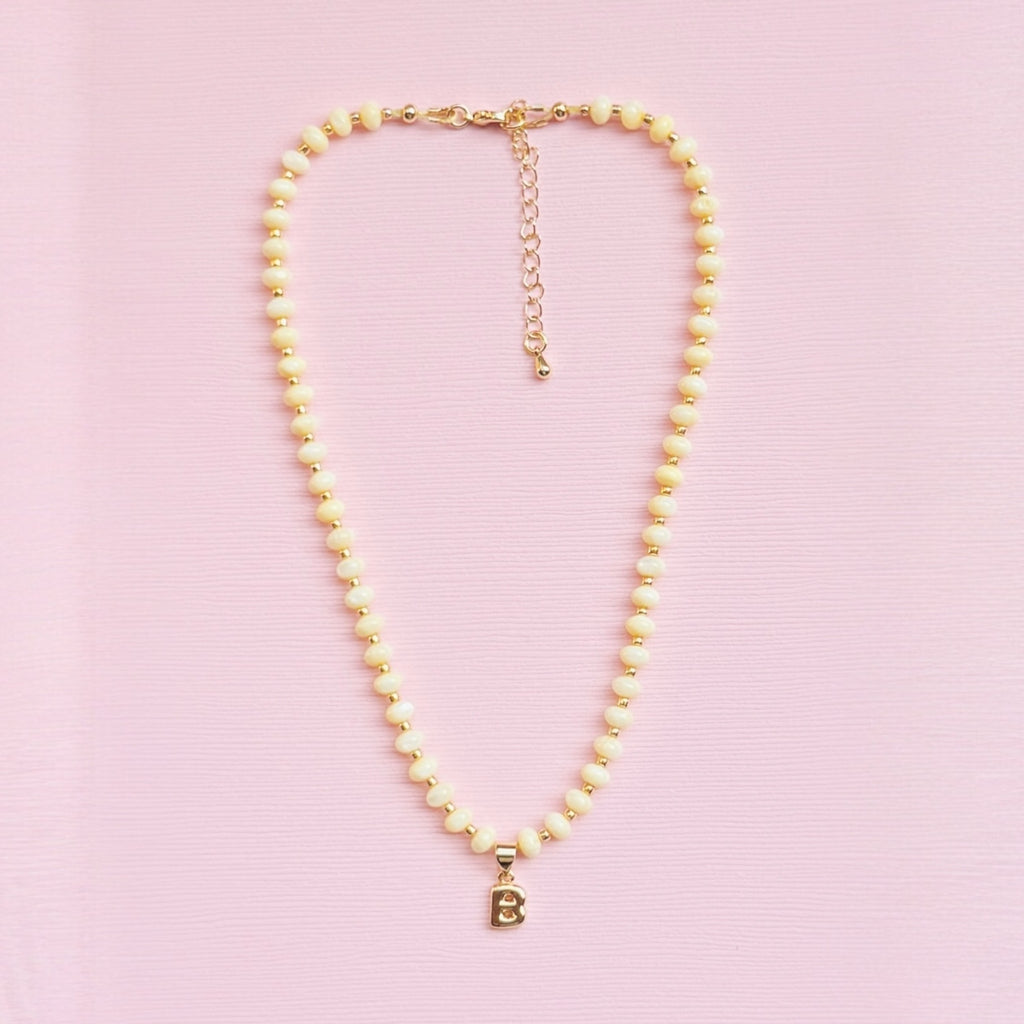 Mini Buttercup Initial Beaded Necklace