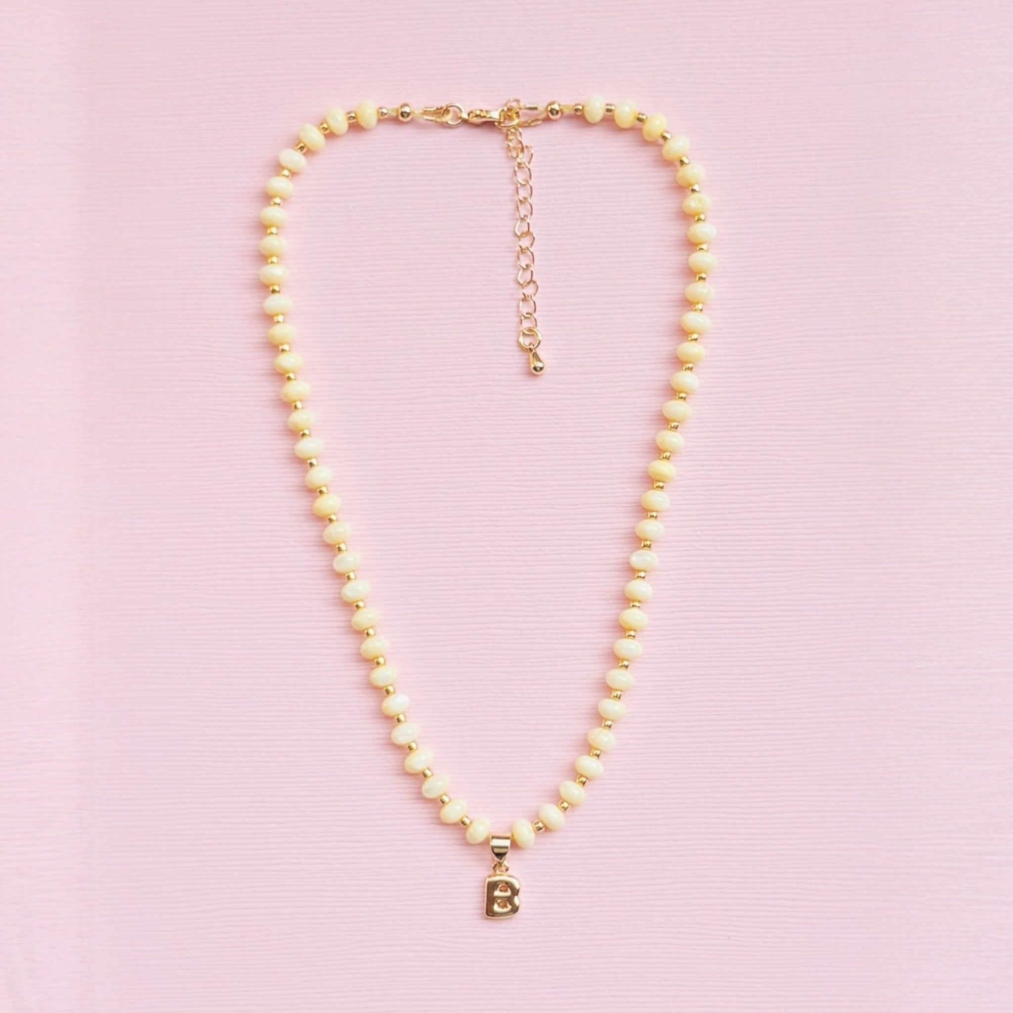 Mini Buttercup Initial Beaded Necklace