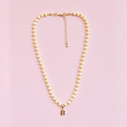 Mini Buttercup Initial Beaded Necklace