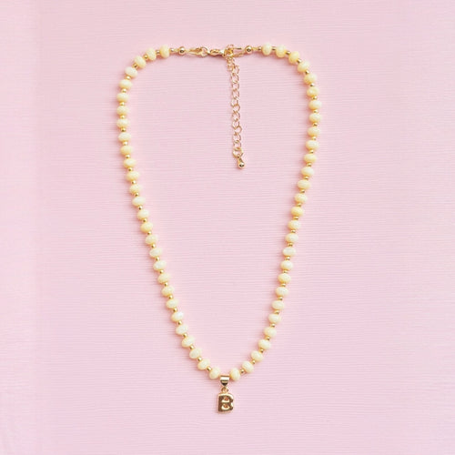 Mini Buttercup Initial Beaded Necklace
