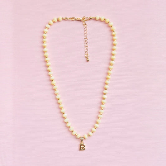 Mini Buttercup Initial Beaded Necklace