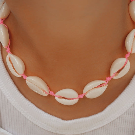 Pink Cowrie Shell Necklace